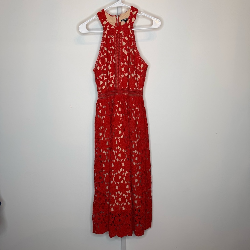 Gianni Bini Women's Red Sleeveless Fit and Flare Lined Dress Size S